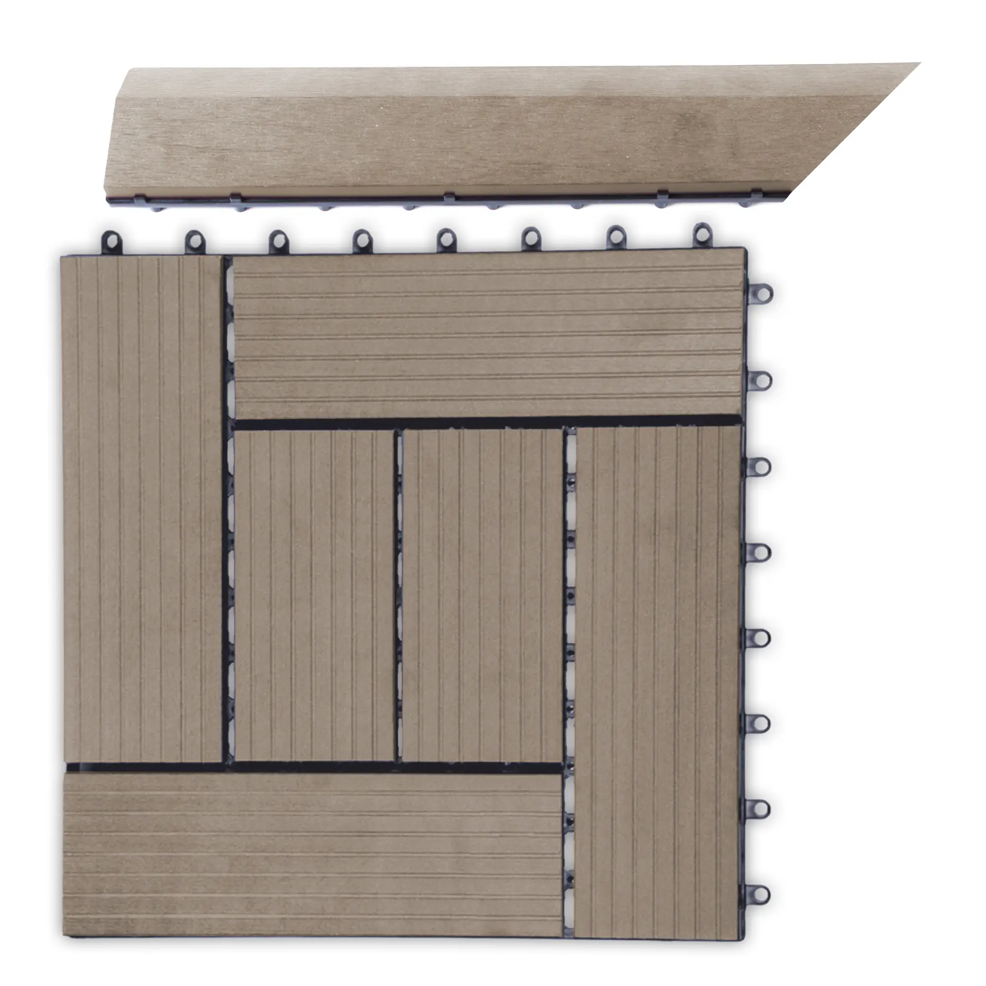 Ľavá rohová prechodová lišta pre WPC dlaždice G21 indický teak  