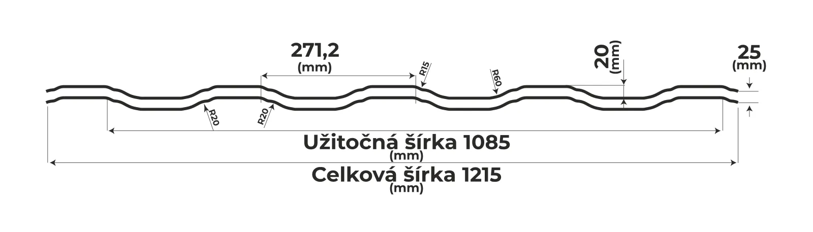 Vlnitá plechová krytina Bilka Adriatic